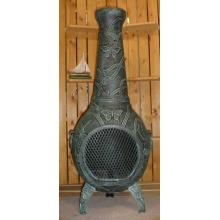 The Blue Rooster Butterfly Style Cast Aluminum Chiminea - Antique Green