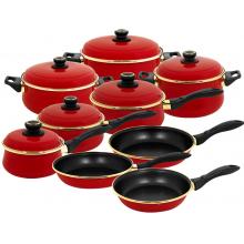 Tuscany Enamel On Steel Red 15 Pcs. Cookware Set