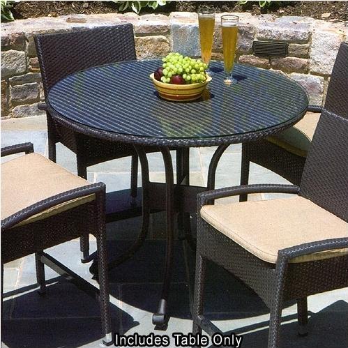 Alfresco Home Vento Outdoor Glass Top Wicker Balcony Table - 42 Inch Round