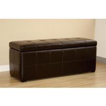 Vika Tufted Leather Storage Ottoman Bench In Dark Brown