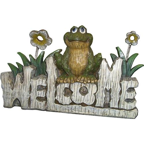 Alpine Frog Welcome Sign Statuary