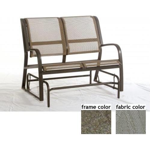 Ellington Aluminum Sling Loveseat Glider With Scavo Bronze Frame And A0109 Fabric