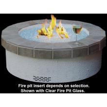Peterson Outdoor Campfyre 34 Inch Natural Gas Manual Safety Pilot Fire Pit Package With Granite Tile Ring And Sapphire Blue Glass