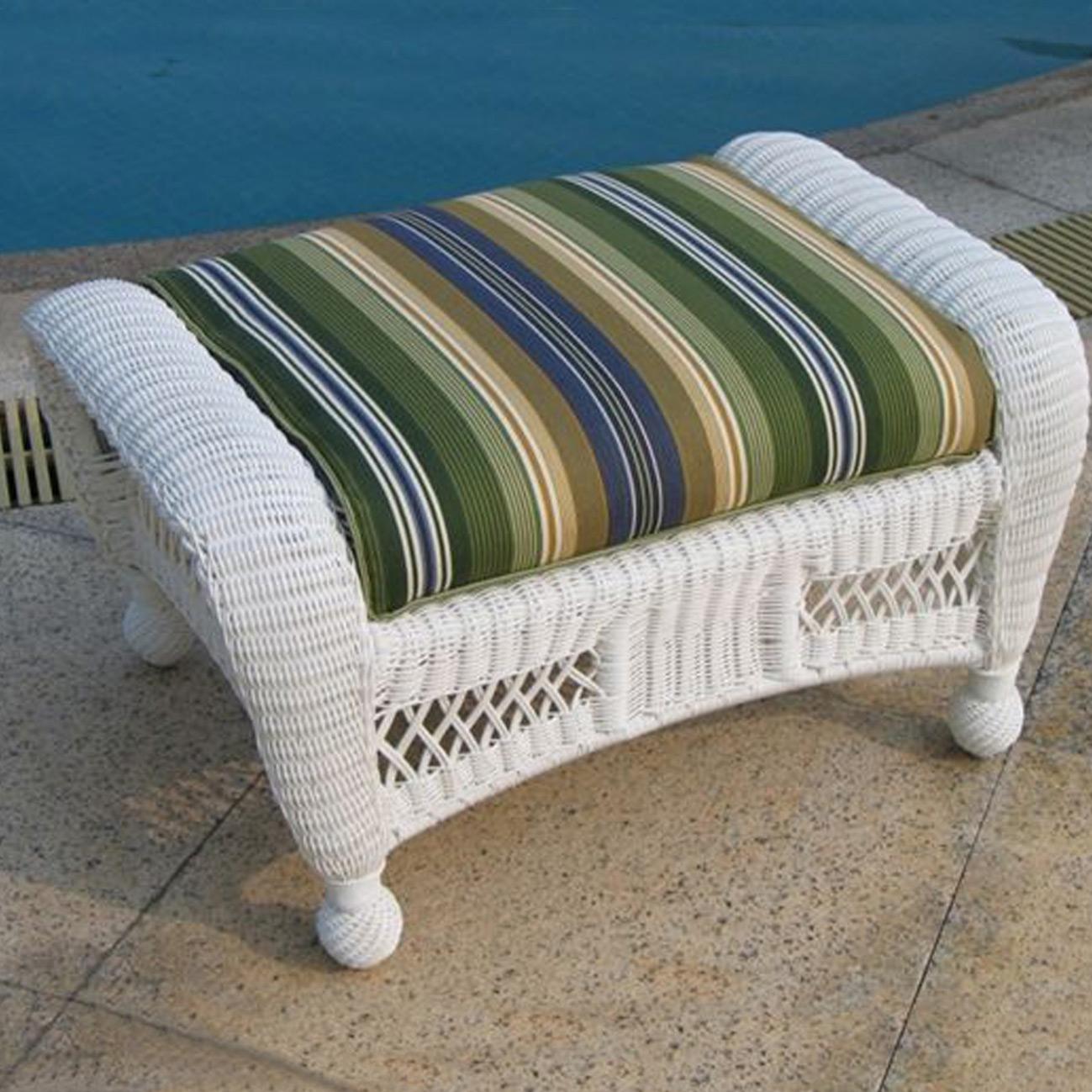 North Cape Montego Resin Wicker Ottoman - White