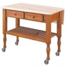 Michael Scott Monterey Kitchen Cart With Maple Drop-Leaf Top In Antique Oak