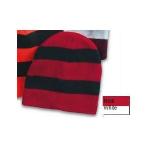 Sportsman Rugby Striped Knit Beanie - Red/White