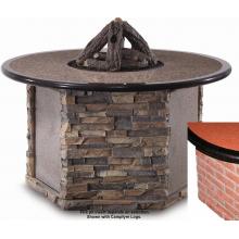Peterson Outdoor Campfyre 52 Inch Natural Gas Electronic On/Off Remote Russet Granite Fire Pit Table With Brick Base And Bronze Fire Pit Glass