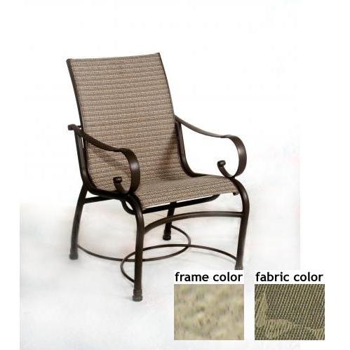 Barcelona Aluminum Low Back Sling Dining Chair With Saddle Frame And C0752 Fabric by Casual Creations