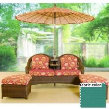 Shade Trends TETE A TETE With Accent Teak Center Table And 2 Ottomans With Aquamarine Fabric