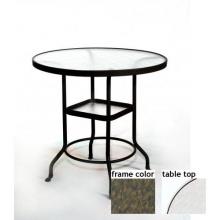 Barcelona 42 Inch Aluminum Round Bar Height Table - Glass With River Rock Frame