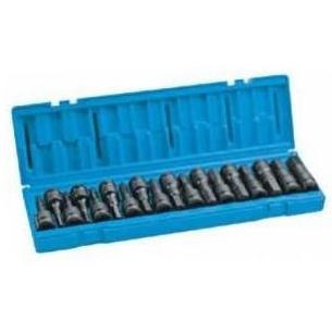 Grey Pneumatic 1/2 Inch Drive Impact Hex Driver Metric Set - 10 Piece