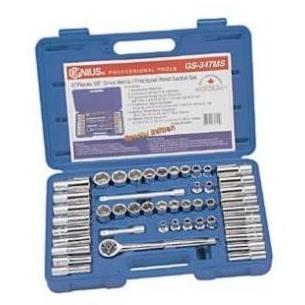 Genius Tool 47 Pc. 3/8 Inch Dr. Metric And Fractional Socket Set