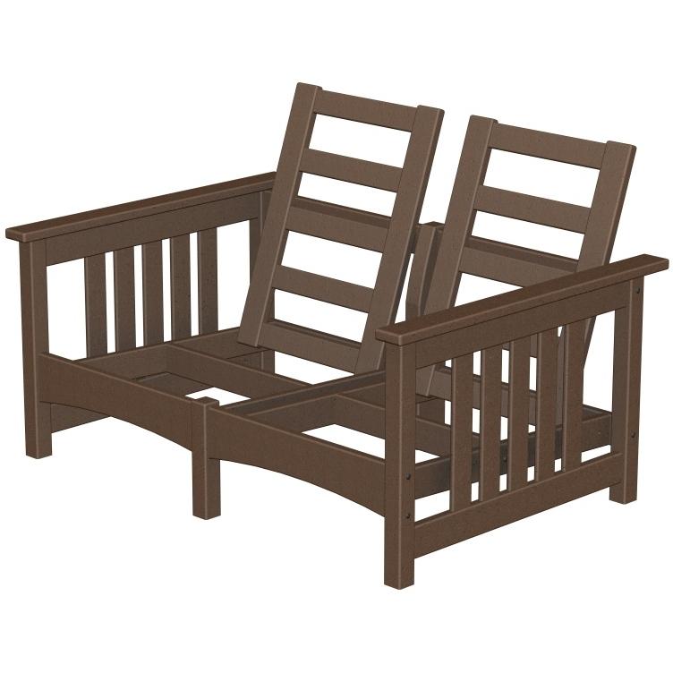 Poly-Wood Recycled Plastic Wood Club Mission Loveseat - Cushion Included