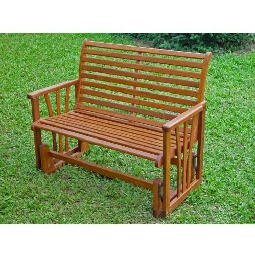 International Caravan Acacia Wood Large Double Glider Loveseat - Stain