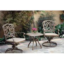 Darlee Florence Cast Aluminum Swivel Rocker Chairs With End Table - 21 Inch Square