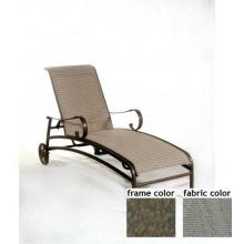 Barcelona Aluminum Sling Chaise Lounge With Wheels With River Rock Frame And A0109 Fabric