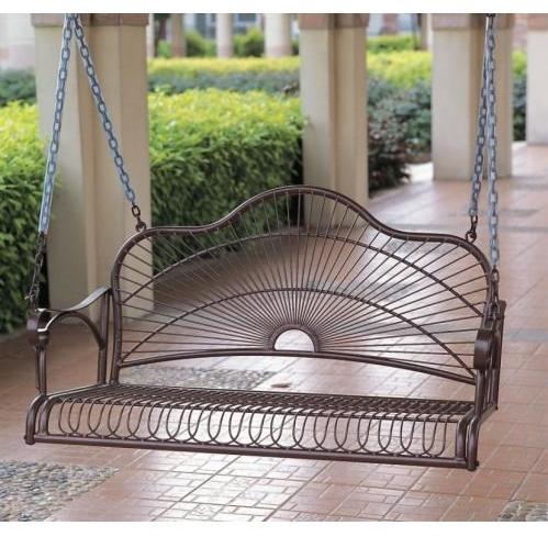 International Caravan Sun Ray Iron Porch Swing - Bronze