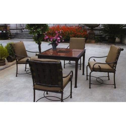 Darlee Malibu Granite Aluminum Patio Dining Set With Cushions - 41 Inch Square by Darlee