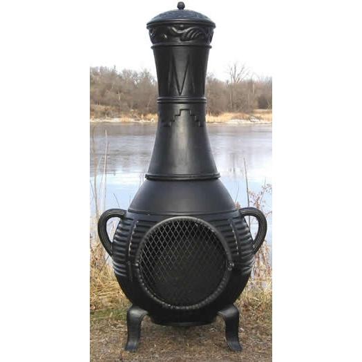 The Blue Rooster Pine Style Cast Aluminum Chiminea - Charcoal