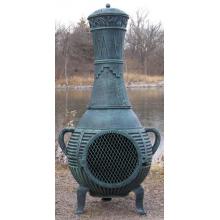 The Blue Rooster Pine Style Cast Aluminum Chiminea With Natural Gas Conversion Kit - Antique Green