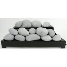 Rasmussen 30 Inch Light Grey ALTERNA See-Thru Vent Free Natural Gas FireStones With Black Chassis And Remote Ready Safety Pilot Control