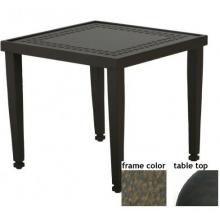 Hudson 24 Inch Aluminum Square End Table - Aluminum Plank-Wood With River Rock Frame