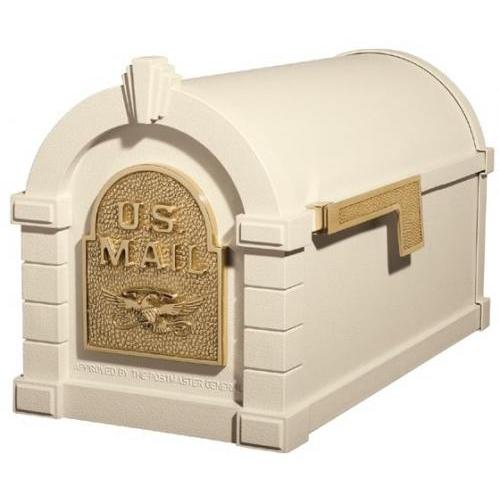 Original Keystone Series Mailbox - Almond W/ Polished Brass