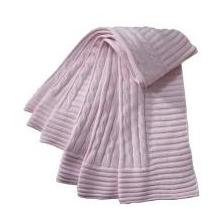 Embroidered Elegant Baby Cable Knit Baby Blanket - Pastel Pink