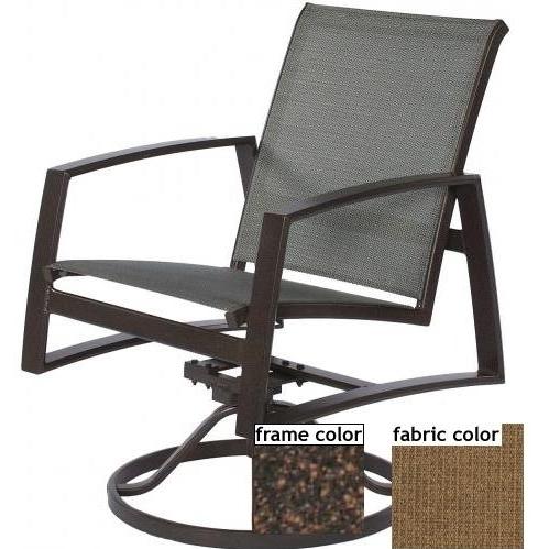Suncoast Vision Sling Hi-Back Swivel Tilt Chair - Mahogany Frame And Raku Fabric