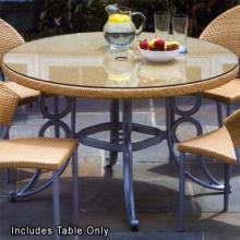 Alfresco Home Sabbia Outdoor Glass Top Wicker Dining Table - 48 Inch Round (With Umbrella Hole)