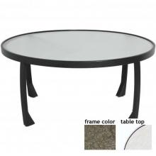 Tribeca 42 Inch Aluminum Round Conversation Table Glass With Scavo Bronze Frame