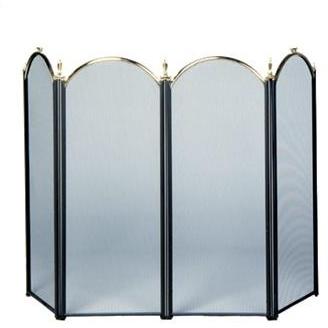 UniFlame 4 Fold Triple-Plated Polished Brass/Black Screen