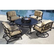Alfresco Home Greenwich Firepit Chat Set - Antique Topaz Finish. (Cushions Not Included)