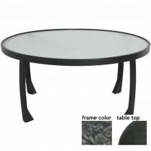 Tribeca 42 Inch Aluminum Round Conversation Table - Aluminum Plank-Wood With Scavo Iron Frame