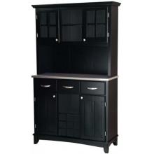 Home Styles Large Buffet Server & Hutch With Stainless Steel Top - Black
