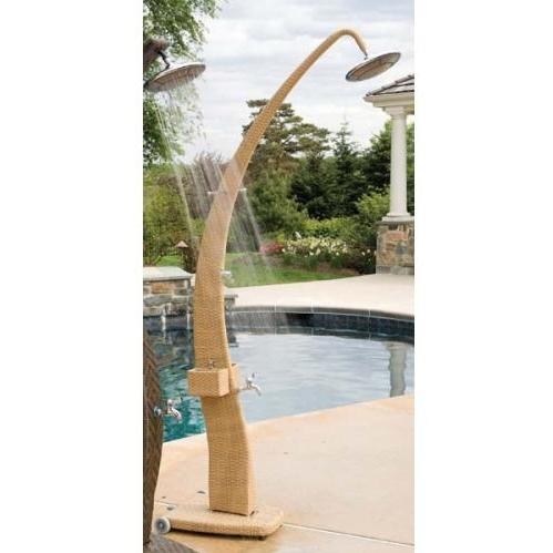Alfresco Home Sabbia Wicker Outdoor Shower Station With Wheels - 85 Inch
