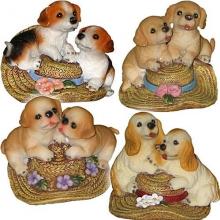 Alpine Two Puppies On Hat - Small Assorted Set Of 4