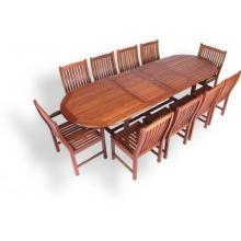 Eden Outdoor Living Plymouth Keruing Wood Expandable Patio Dining Set 6.5. Foot Round