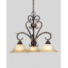 Olympus Tradition Collection Hanging Tri-Light Fixture In Cracked Bronze With Silver Finish - 3 Bulbs