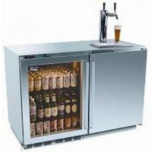 Perlick Built In Refrigerator And Beer Dispenser With Stainless Glass Door, Solid Stainless Door, And 2 Taps