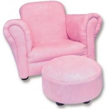 Childs Stuffed Chair And Ottoman-Pink Suede