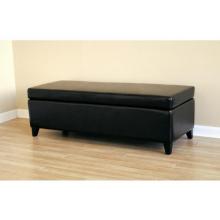 Sibeal Rectangle Leather Storage Ottoman In Black