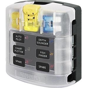Blue Sea 5028 ST Blade Fuse Block W/ Cover - 6 Circuit Without Negative Bus