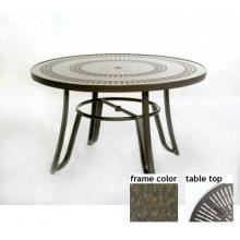 Ellington 48 Inch Aluminum Round Dining Table - Aluminum Starburst Pattern With River Rock Frame
