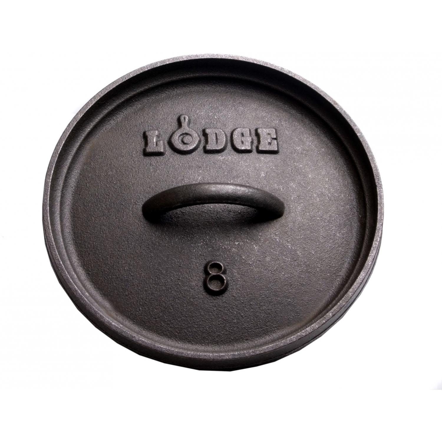 Lodge 8 Inch Seasoned Cast Iron Lid For Camping Dutch Oven - L8CL3
