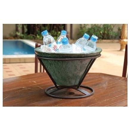 Alfresco Home Table Top Outdoor Beverage Cooler With Stand - Antique Jade