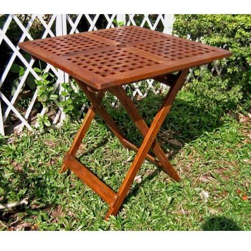International Caravan Acacia Wood Checkerboard Squre Folding Table - Stain