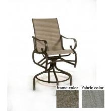 Barcelona Aluminum Swivel Bar Height Sling Barstool With Scavo Bronze Frame And A0109 Fabric