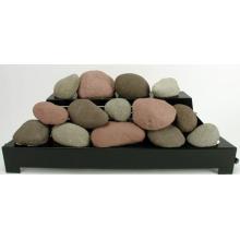Rasmussen 30 Inch Brown/Natural/Adobe Red ALTERNA Vent Free Natural Gas FireStones With Black Chassis And Variable Flame Remote