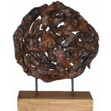 Teak Wood Root Piece Disc On Stand